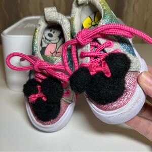 Disney Junior Minnie Mouse Baby Girl's 6 Rainbow Pink Multi Black Puff Glittery